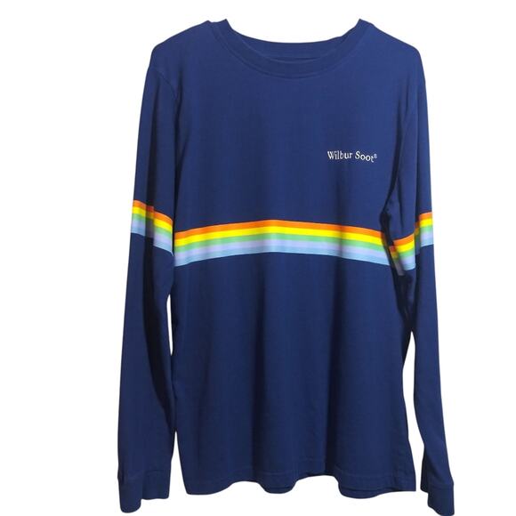 Wilbur Soot Other - WILBUR SOOT Long Sleeve T-Shirt NAVY Rainbow Stripe Embroidered Official Size M